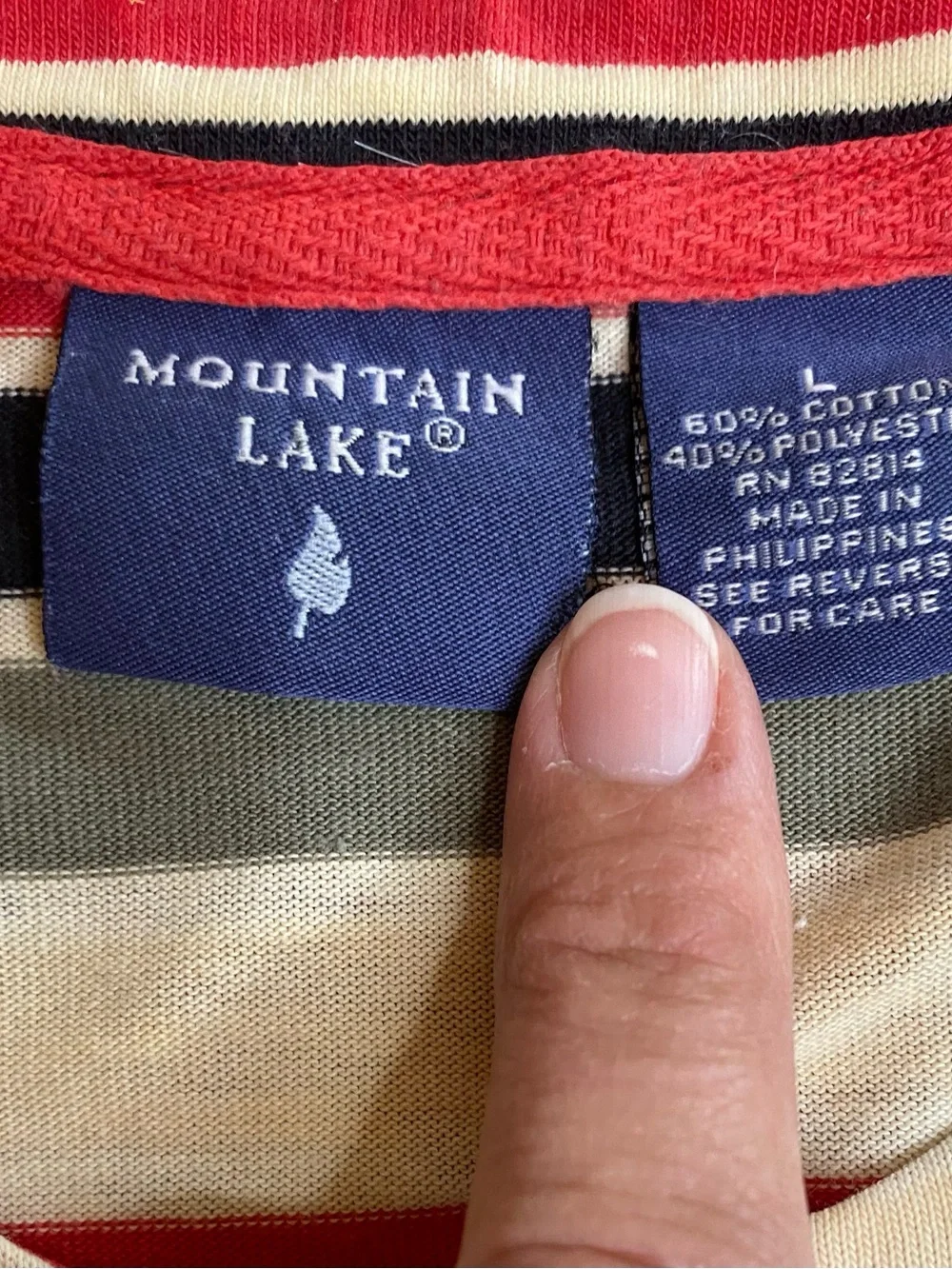 Mountain Lake Top Women’s L 90s Mom Casual Coastal Cottagecore Striped Boxy Y2K